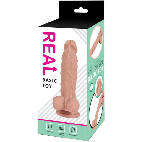 Реалистичный фаллоимитатор REAL с мошонкой на присоске, silicone, 17 х 3,6 см.