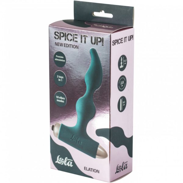 Изогнутая анальная пробка с вибрацией Spice It Up «New Edition Elation Dark Green» — изображение 2