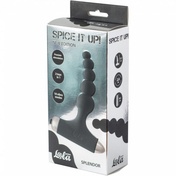 Ребристая анальная пробка с вибрацией Spice It Up «New Edition Splendor Black» — изображение 2
