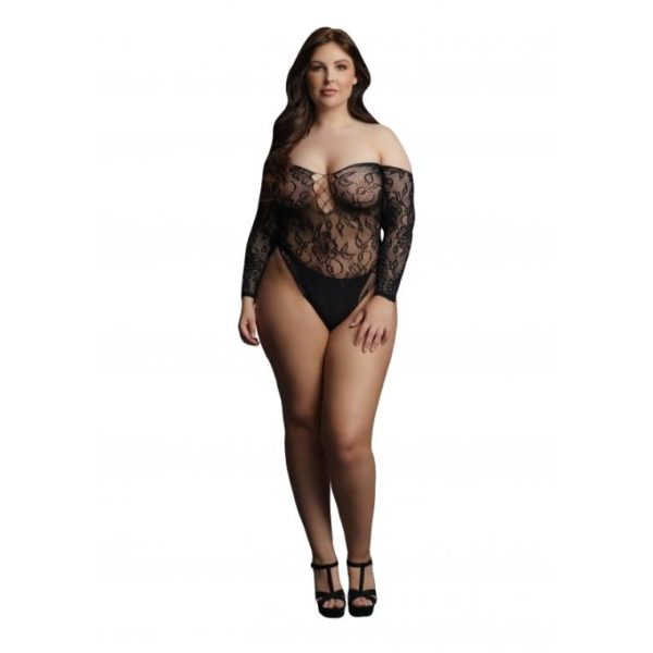 Боди Wonder Rhinestone Bodysuit Plus size (черный) со стразами, DCH004BLKOSX