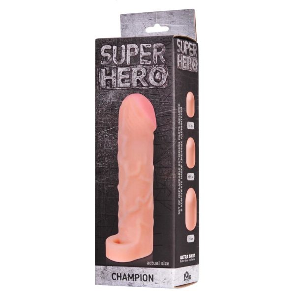 Реалистичная насадка для полового члена, фаллоудлинитель «SUPER HERO Champion»
